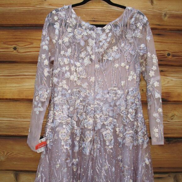 Mac Duggal 20402 Womens EMBELLISHED WRAP OVER ILLUSION LONG SLEEVE A LINE GOWN - Picture 12 of 16